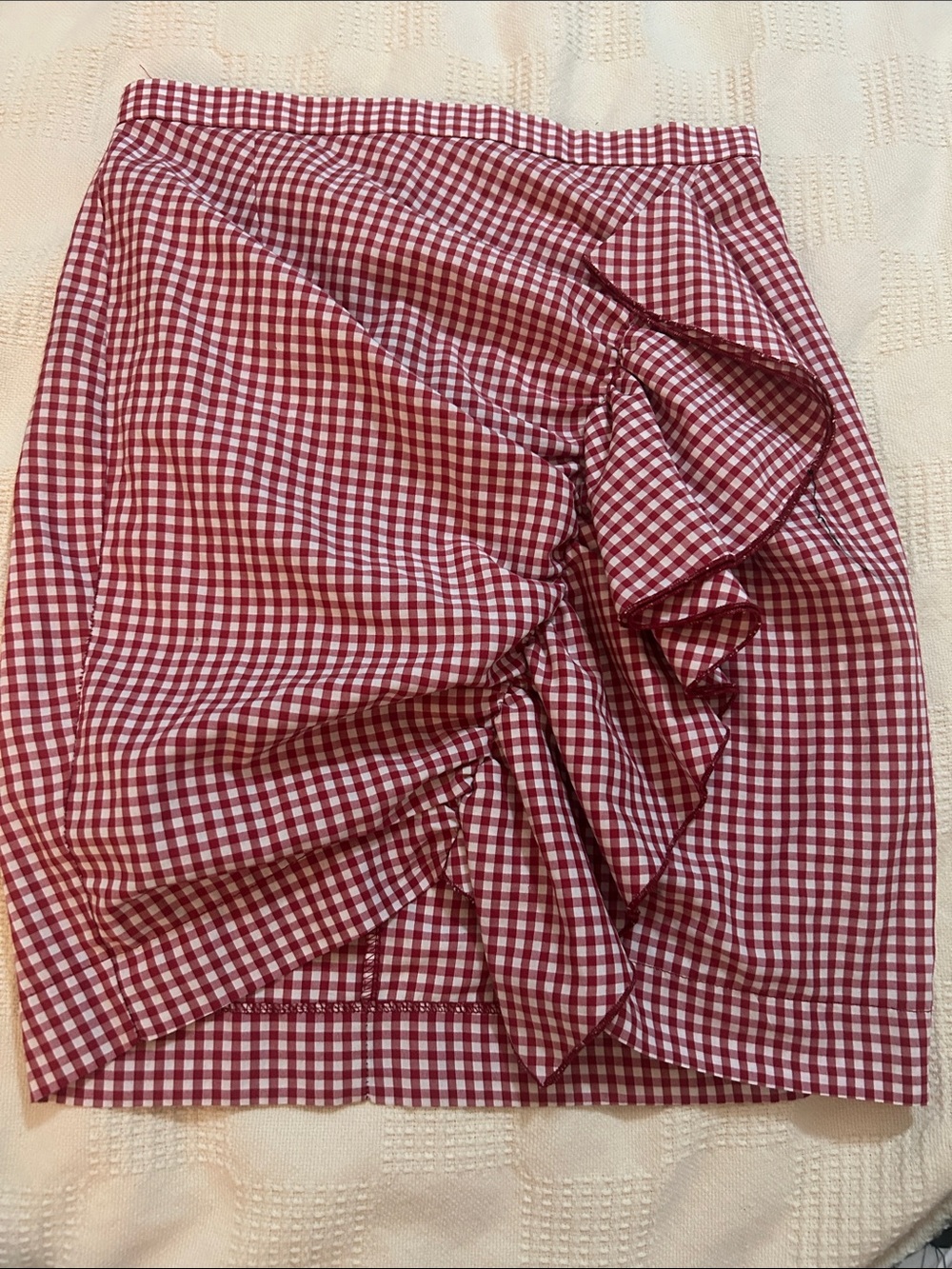 Etxart Panno Barcelona Red Gingham Ruffle Pencil mini Skirt - small